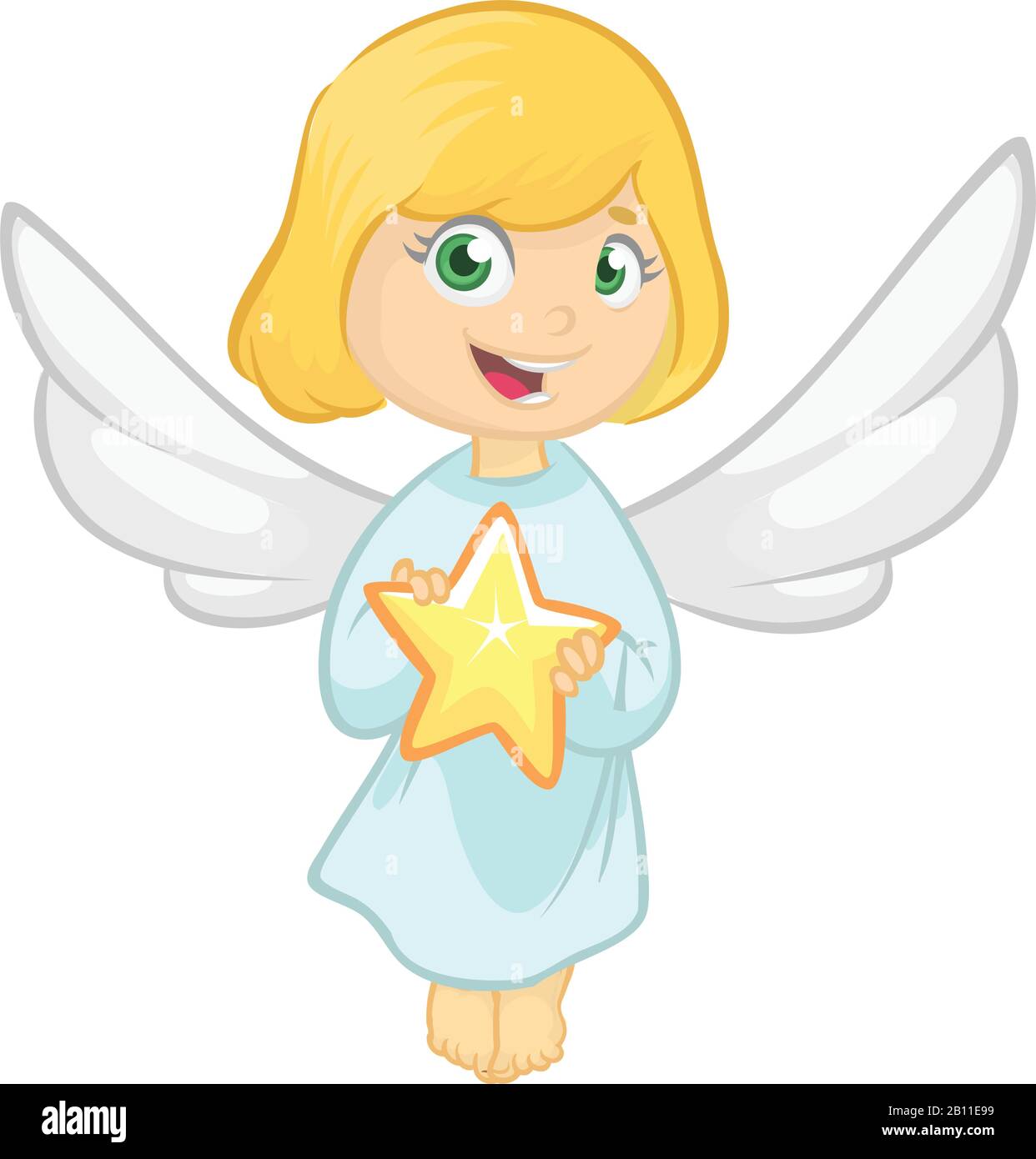 Cartoon cute Christmas flying angel. Vector illustration Stock Vector ...