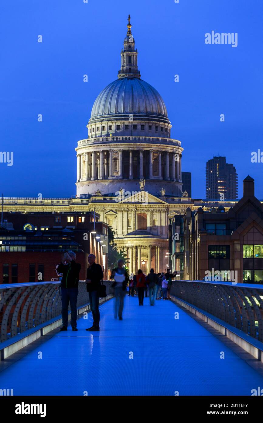St Paulñís Cathedral and Millennium Bridge, London, United Kingdom Stock Photo