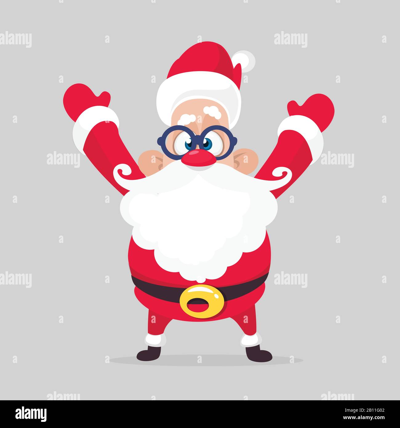 Happy cartoon Santa claus character waving hands isolated white ...