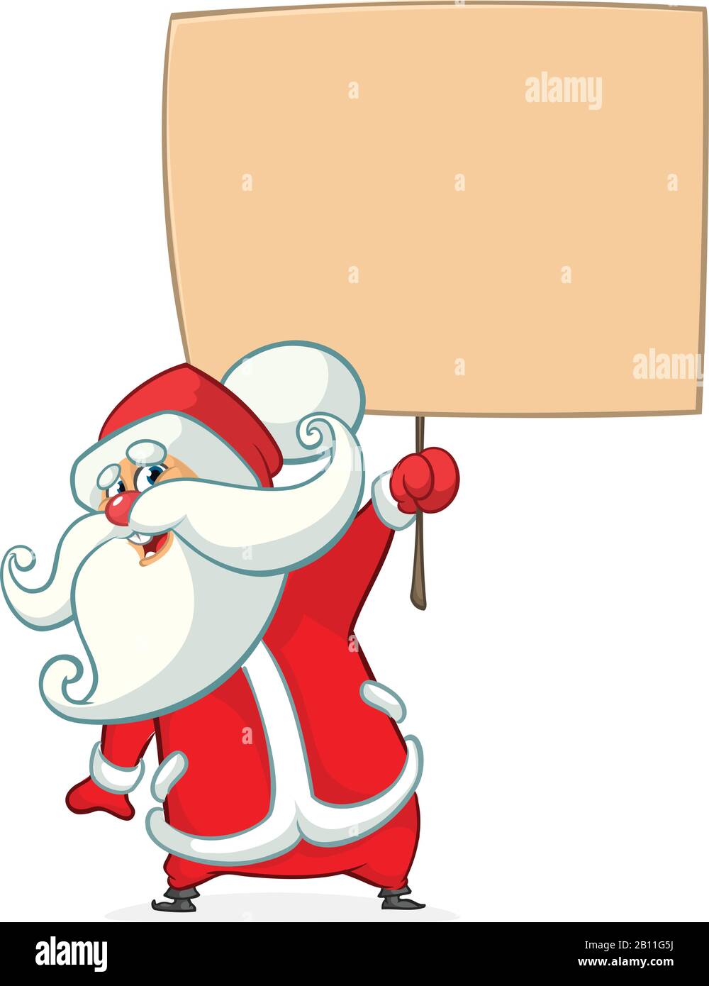 Christmas cartoon illustration of funny Santa Claus character holding a ...