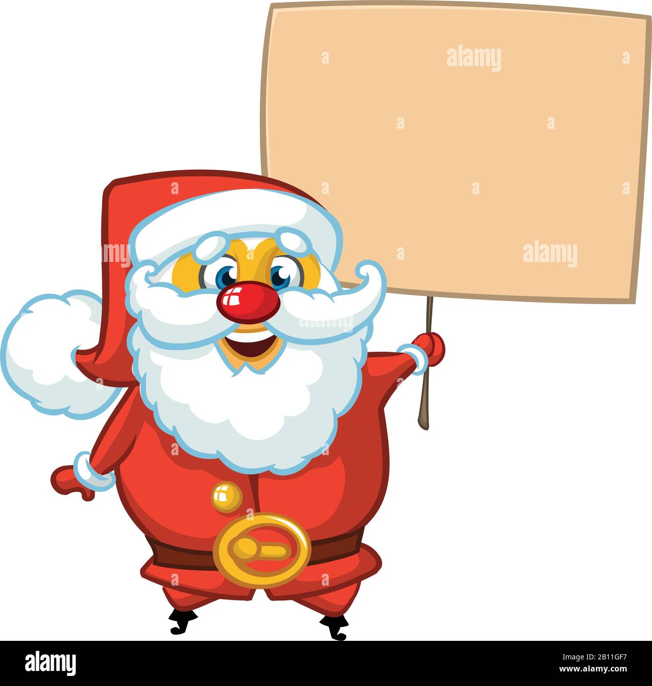 Christmas cartoon illustration of funny Santa Claus character holding a ...