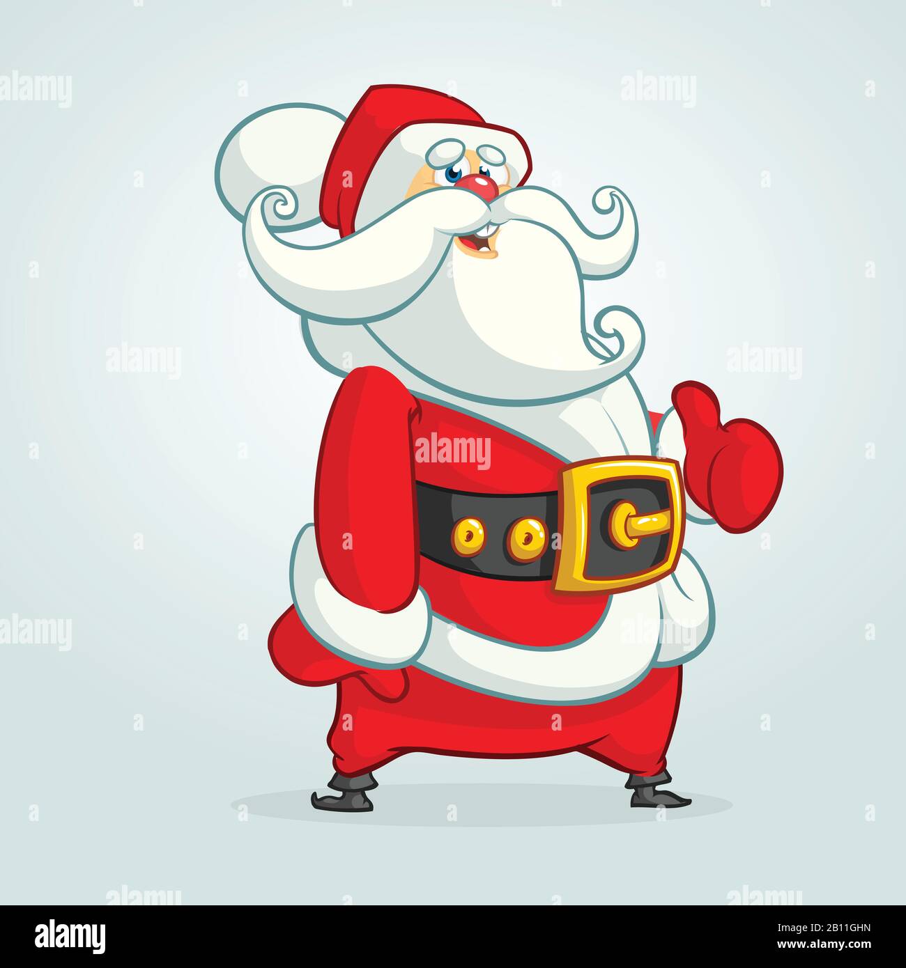 Funny cartoon Santa claus character pointing hand isolated white ...