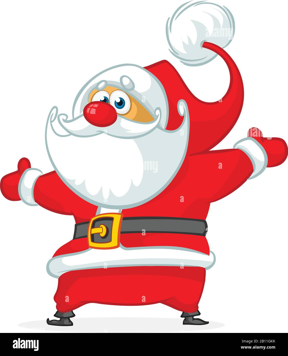 Funny cartoon Santa claus character pointing hand isolated white ...