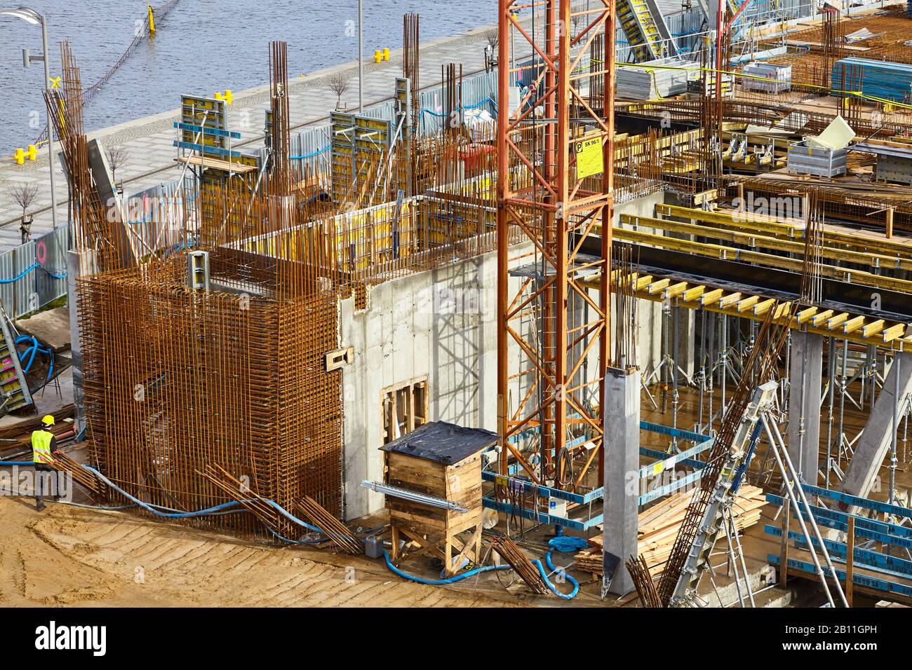 Szczecin, Poland - February 21, 2020: Maritime Science Centre construction site, work in progress. Stock Photo