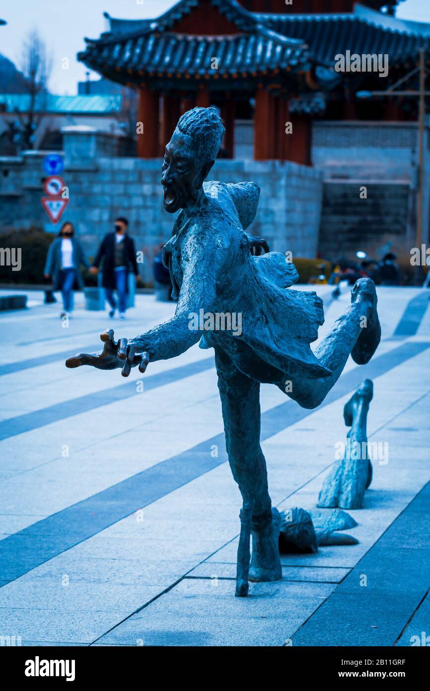 Unusual bronze statue in Jeonju south Korea Stock Photo