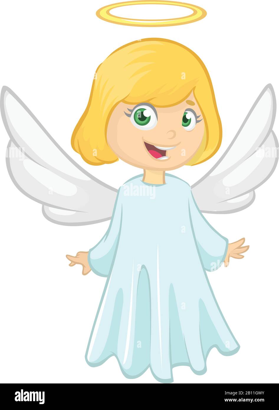 Cute Christmas girl angel character. Vector illustration isolated Stock ...