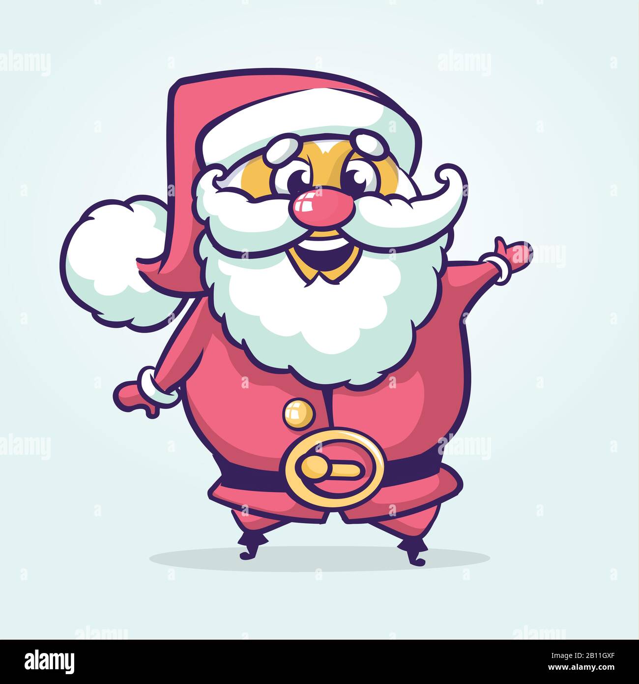 Funny cartoon Santa claus character pointing hand isolated white ...