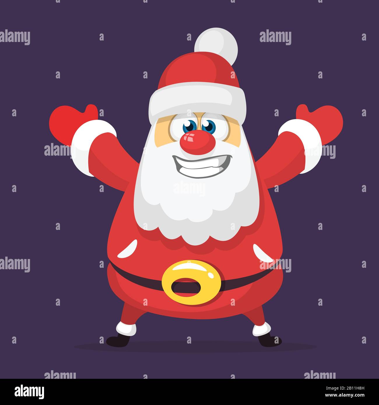 Funny cartoon Santa claus character waving hands isolated white ...