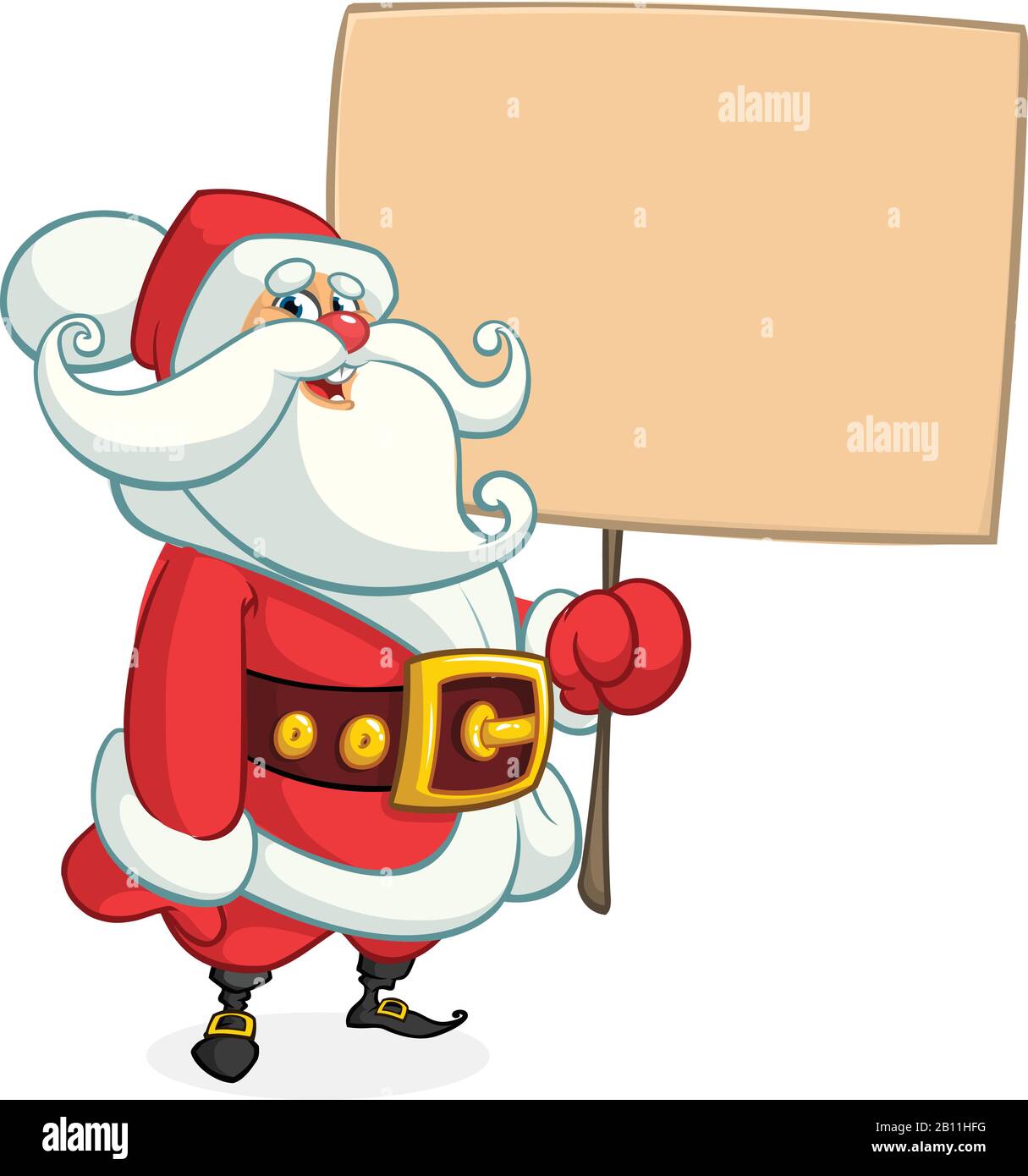 Christmas cartoon illustration of funny Santa Claus character holding a ...
