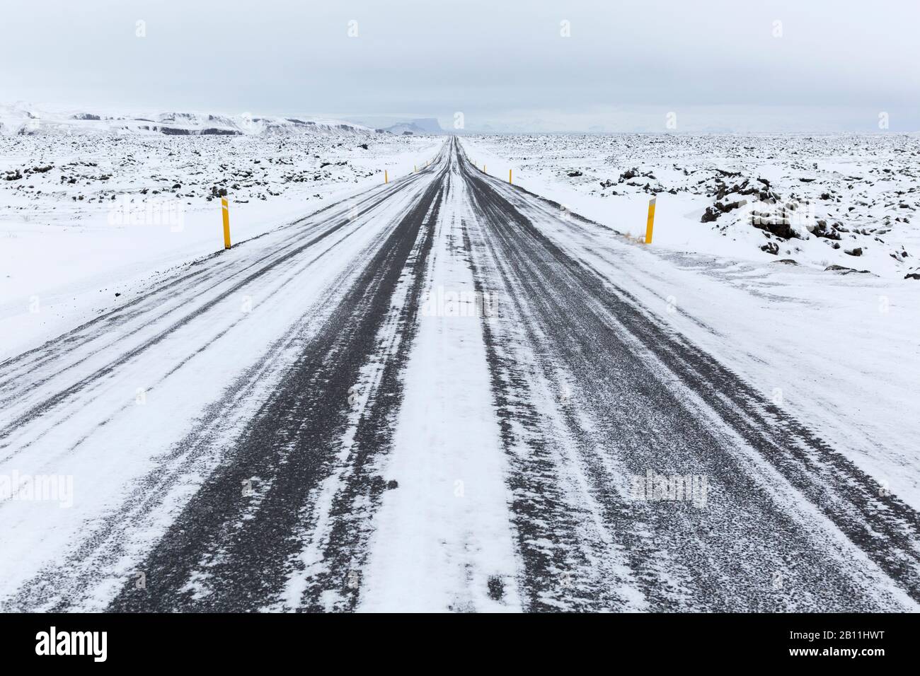 National Road 1 or Ring Road, the main traffic route in Iceland Stock Photo