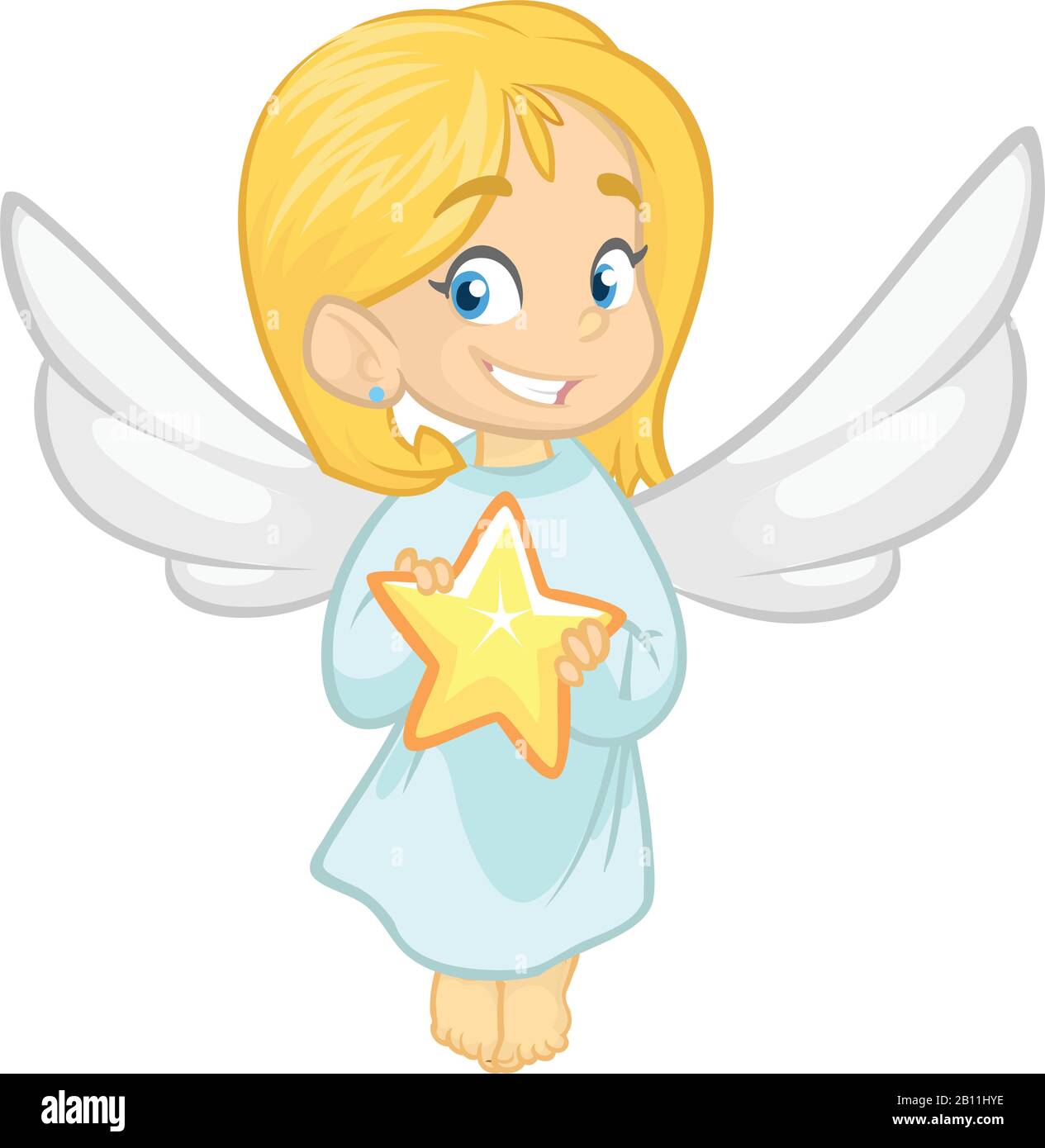 Illustration Featuring a Little Girl Dressed as an Angel. Vector ...