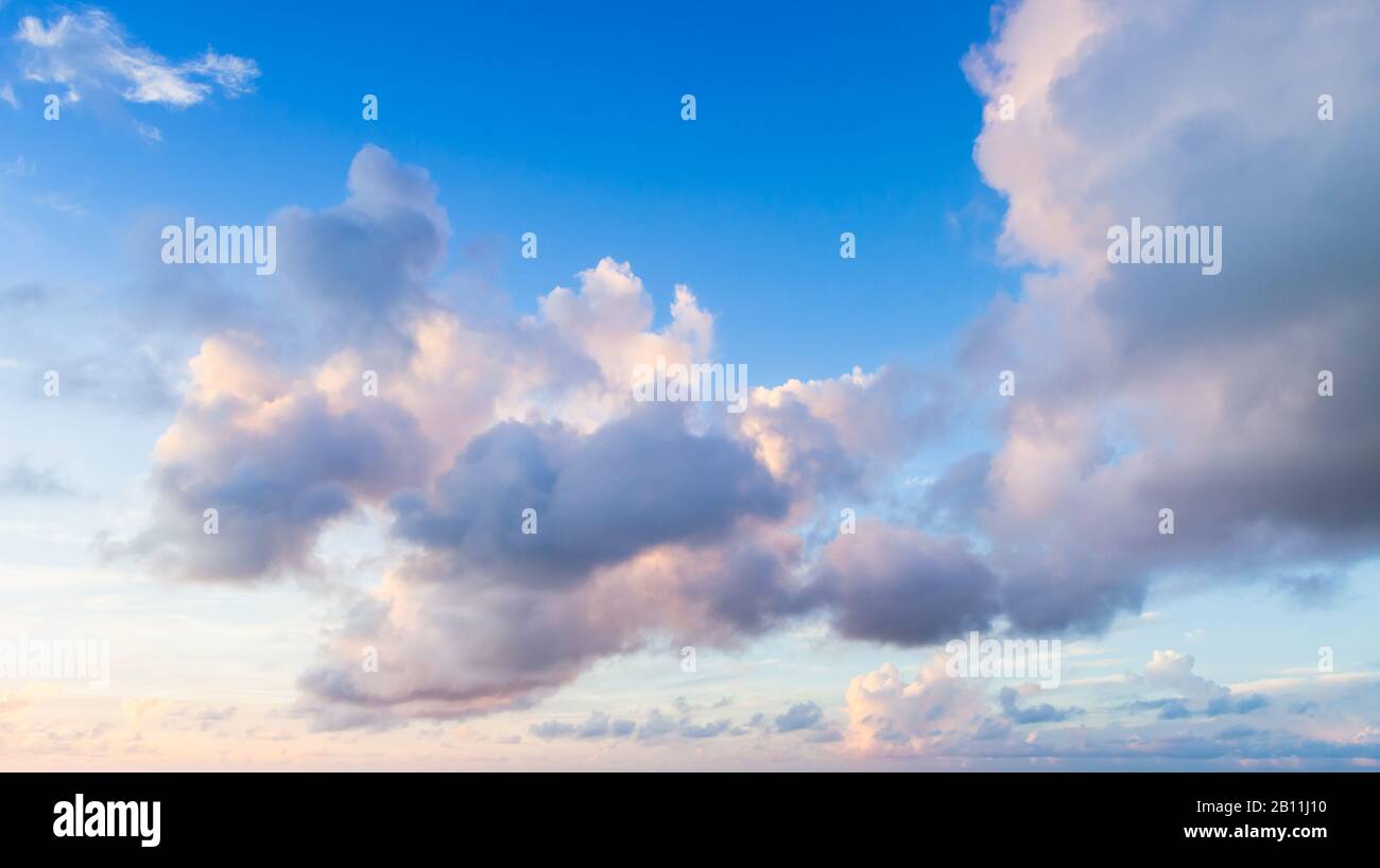Clouds in a morning sky, natural background photo Stock Photo