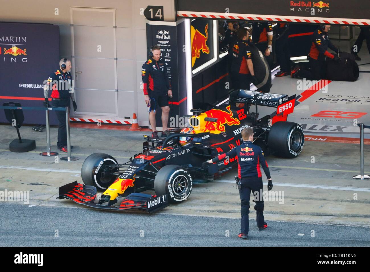 Alexander Albon driving for Red Bull team at F1 Winter Testing at Monmelo circuit, Barcelona, Spain on 21.2.20 Stock Photo