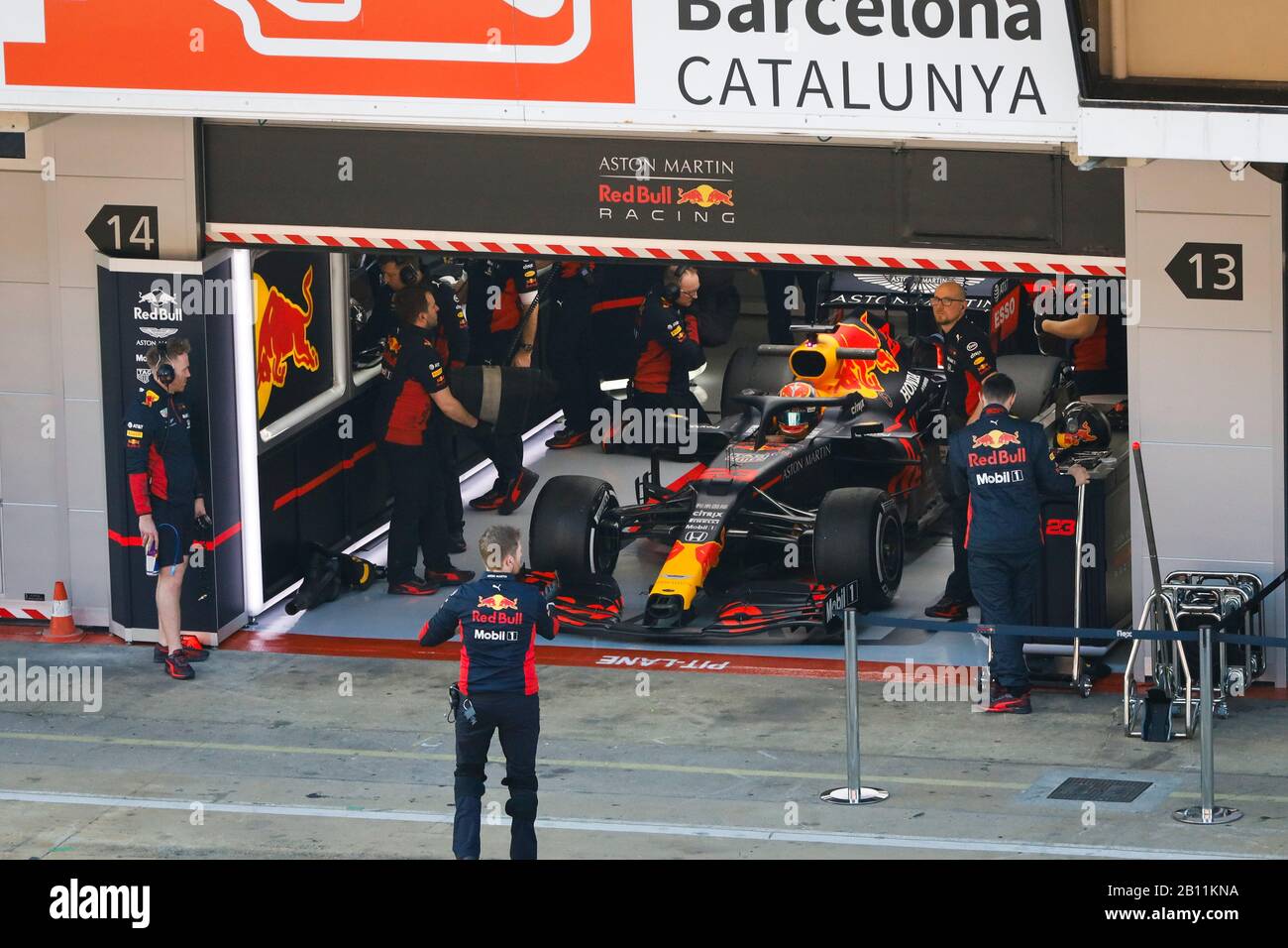Red Bull F1 team garage in pit lane at F1 Winter Testing at Montmelo  circuit, Barcelona, Spain 21.2.20 Stock Photo - Alamy