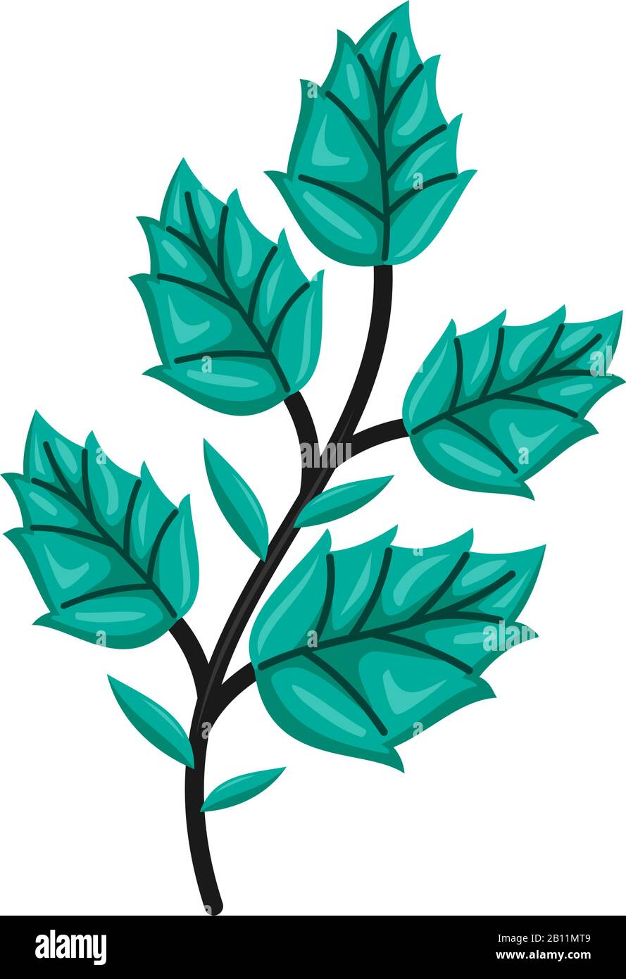 Hand drawn tree branches and leaves Vector Illustration Stock Vector