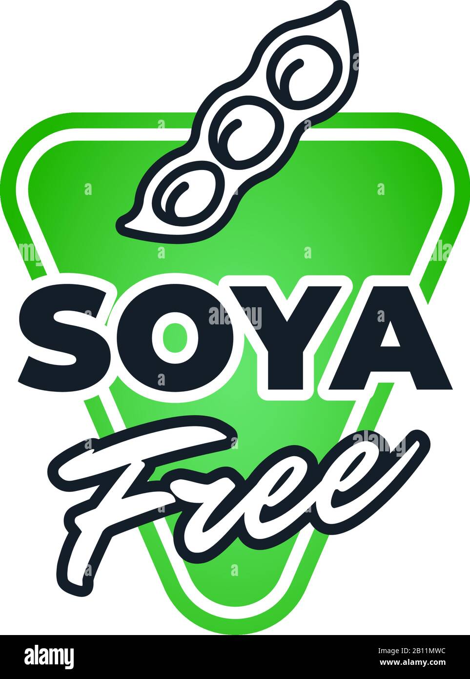 Soya free green label for allergy diet control emblem. Vegetarian