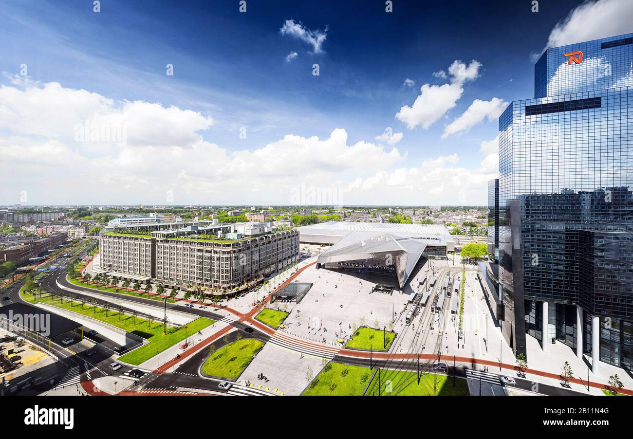 Station forecourt and traffic junction of Rotterdam, Netherlands Stock