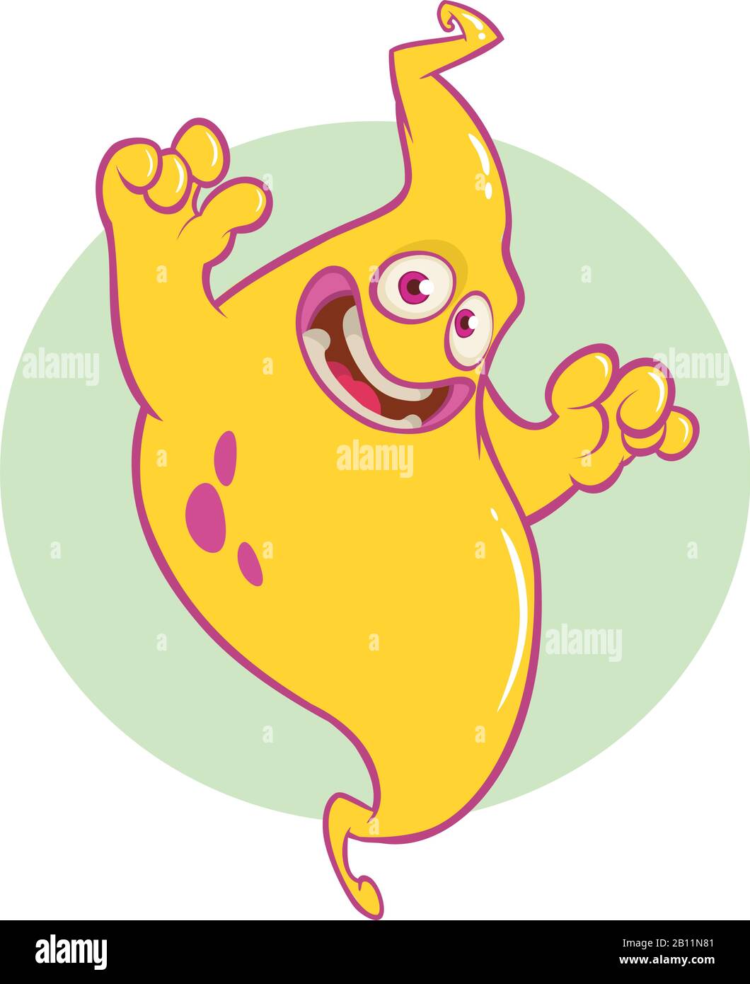 Funny cartoon ghost character smiling. Vector illustration of scary ghost Stock Vector