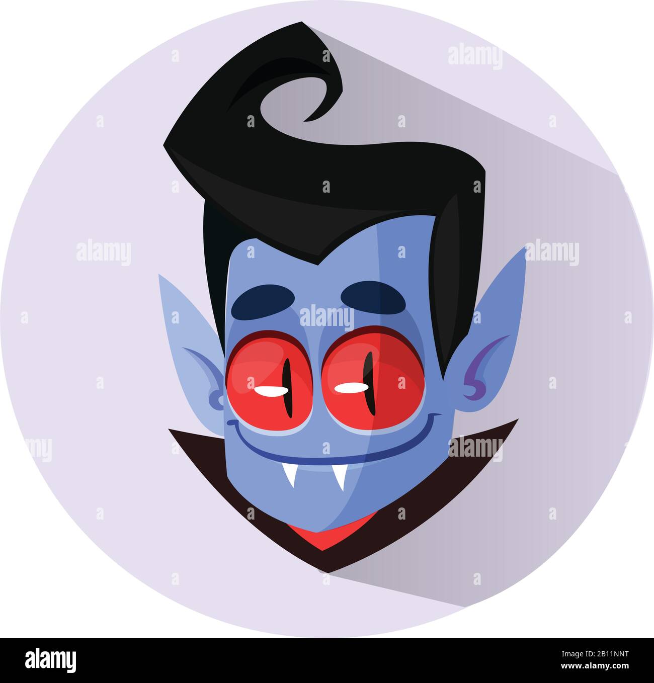 Vector Dracula Head Halloween Cartoon Illustration. Vector flat icon Stock Vector