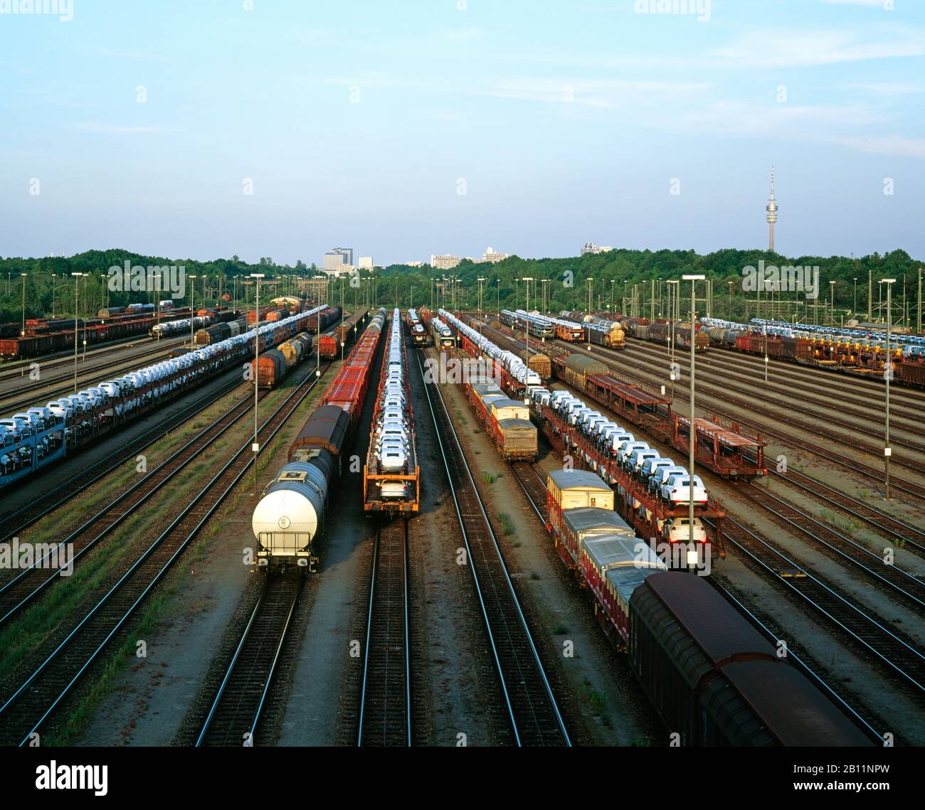 Freight trains, Munich, Bavaria, Germany Stock Photo