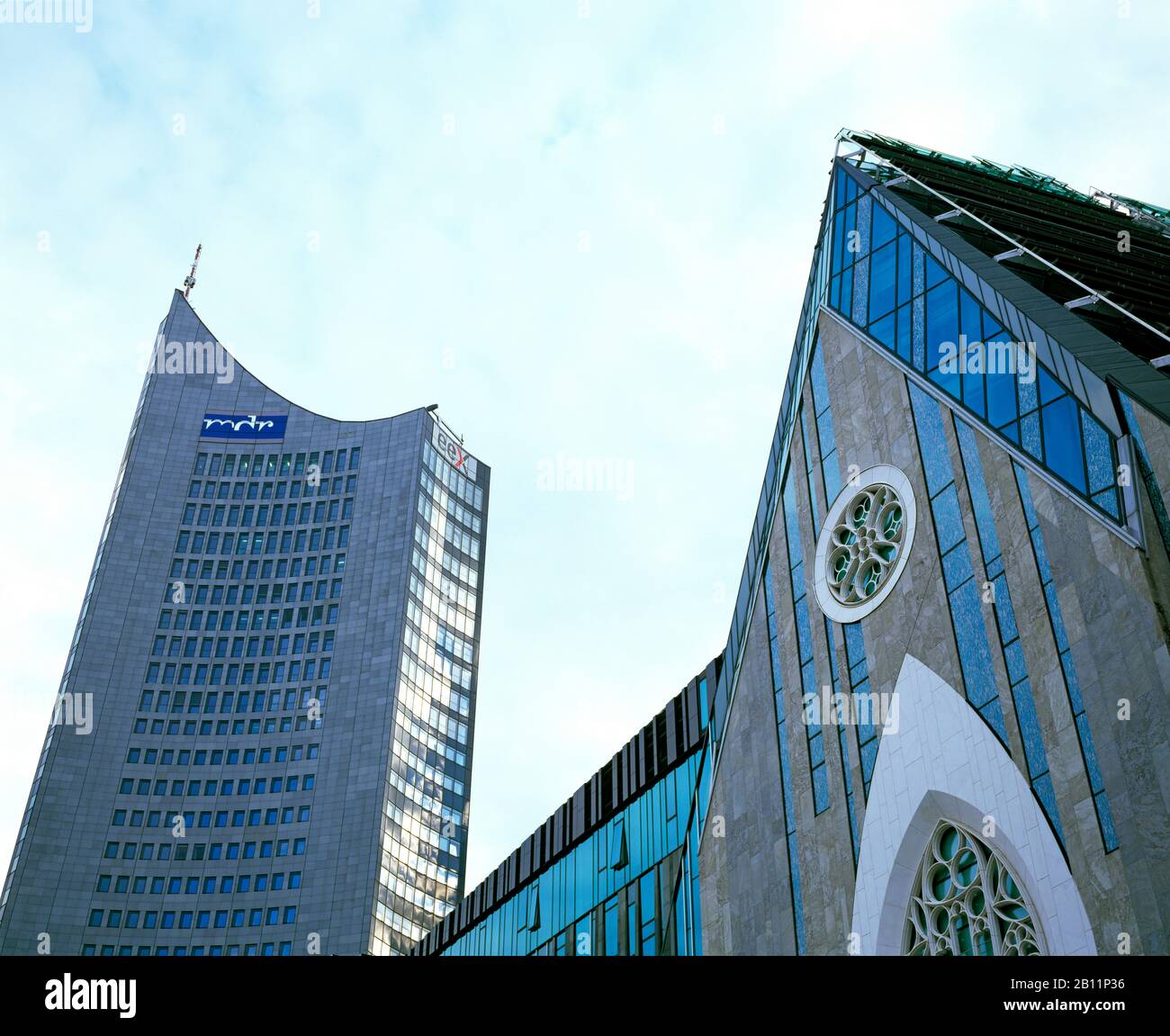 Paulinum and City skyscraper, Leipzig, Saxony, Germany Stock Photo