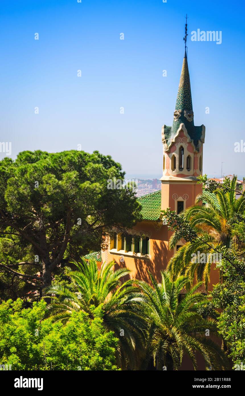 Gaudi House museum at Park Guell in Barcelona city Stock Photo