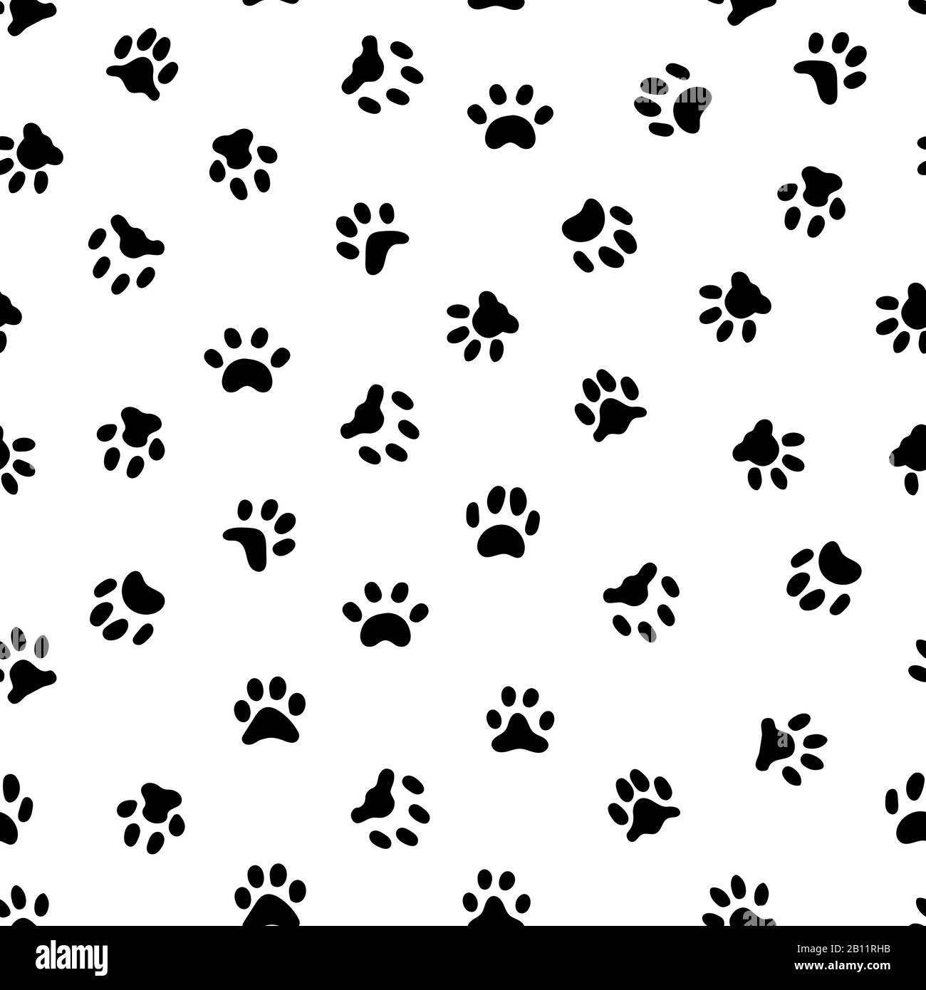 Cats paw print. Cat or dog paws footsteps prints, pets footprints and animal printed footstep tracks seamless pattern vector background Stock Vector