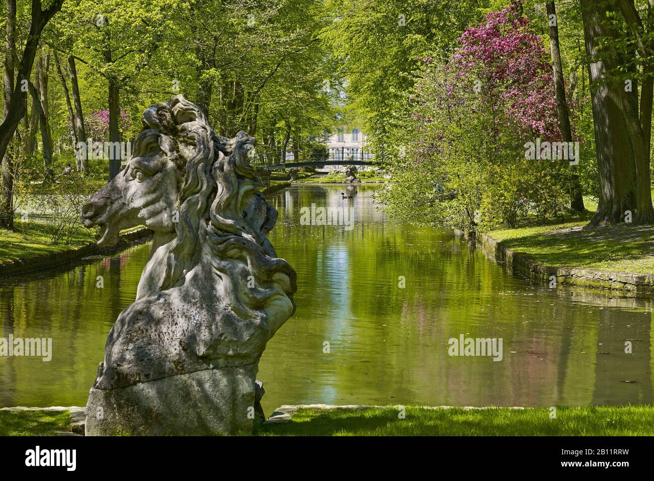 Hofgarten Bayreuth with canal and water horse in Bayreuth, Upper Franconia, Germany Stock Photo