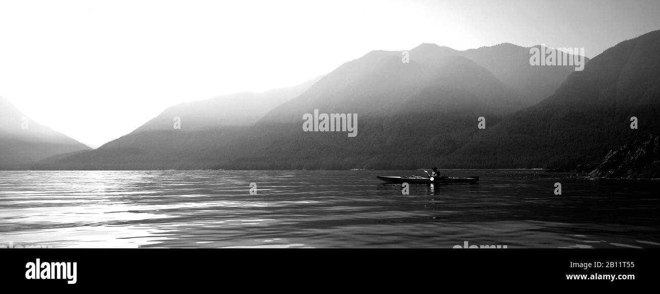 Kayaking in Johnstone strait. Vancouver island. British Columbia. Canada Stock Photo