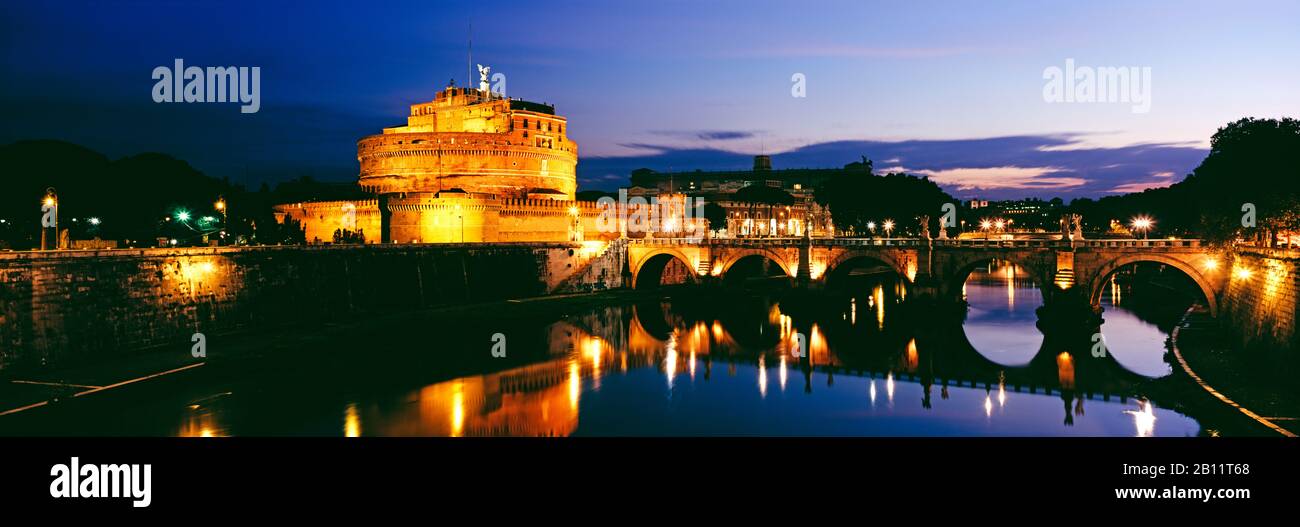 Sant Angelo Castle and Bridge, Rome, Italy Stock Photo