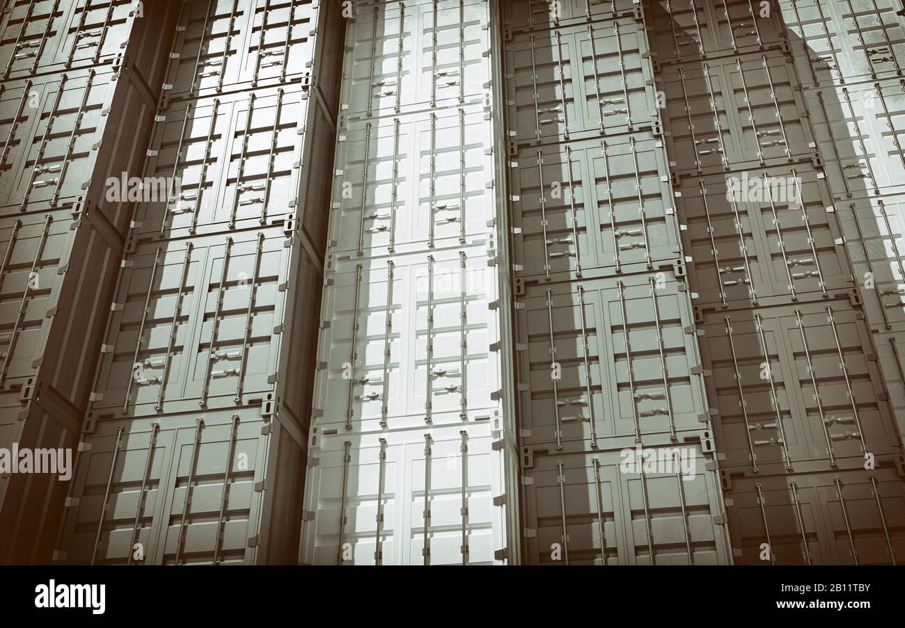 Stacked shipping Containers background - 3D Rendering Stock Photo - Alamy