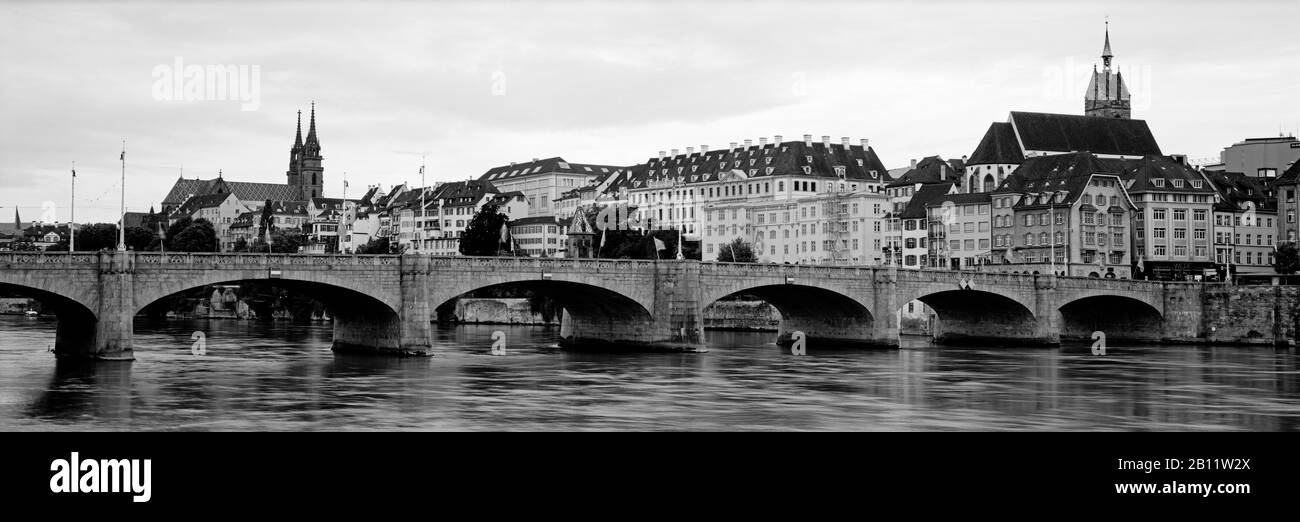 Middle bridge over the Rhine, Basel, Switzerland Stock Photo