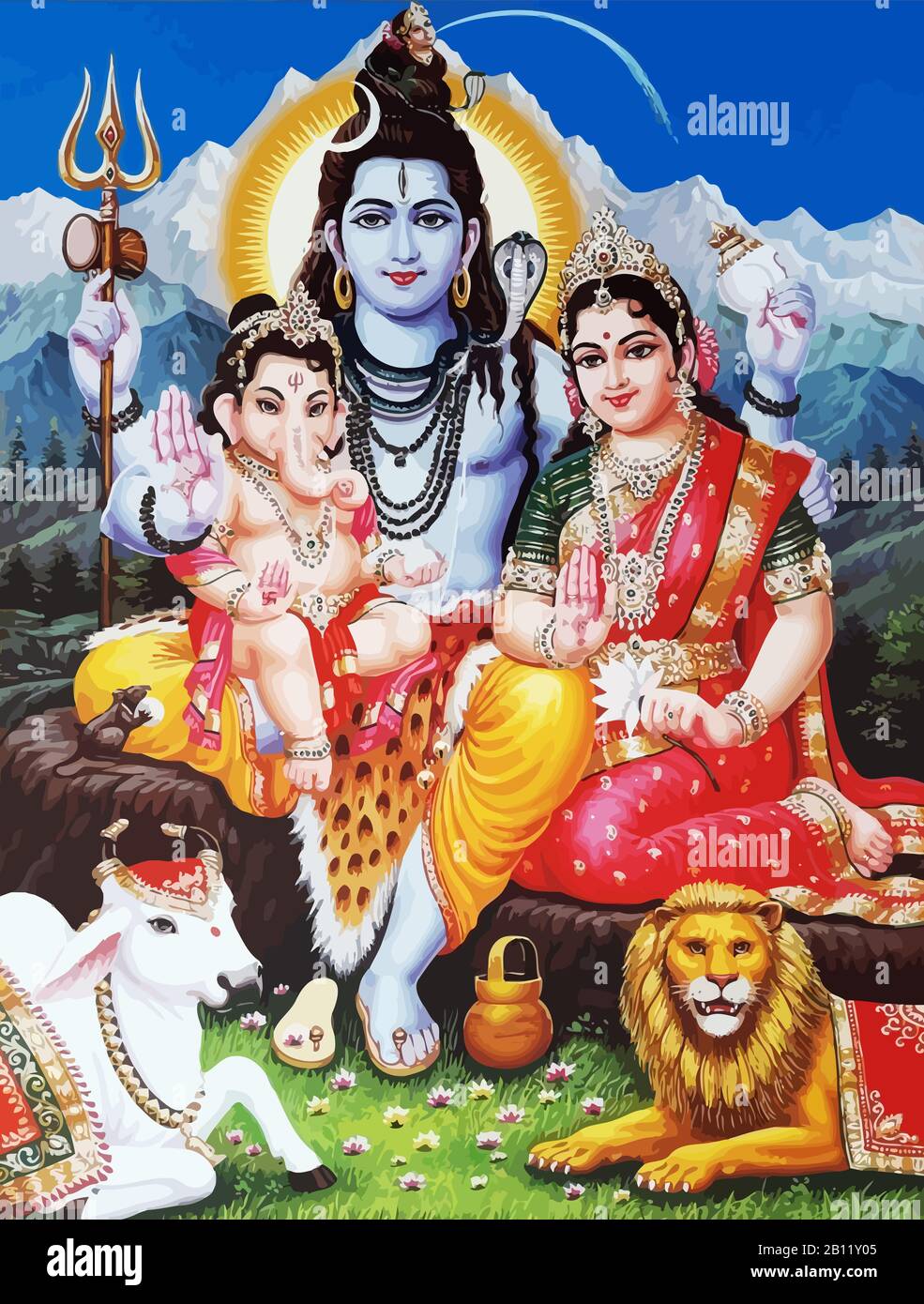 hinduism lord shiva spiritual Lakshmi illustration ganesha ox ...