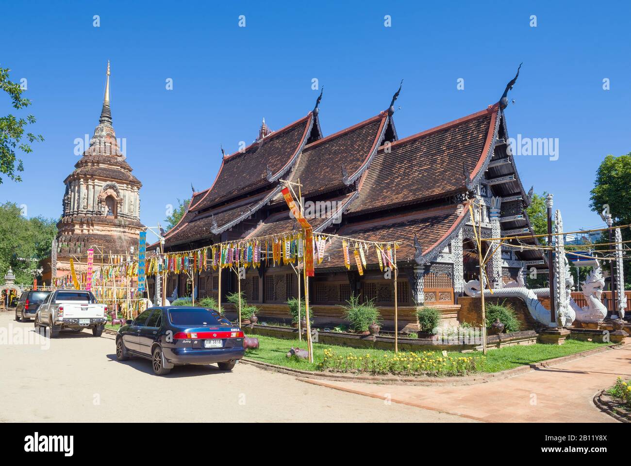 CHIANG MAY, THAILAND - DECEMBER 22, 2018: Sunny day on the ancient Buddhist temple Wat Lokmolee Stock Photo