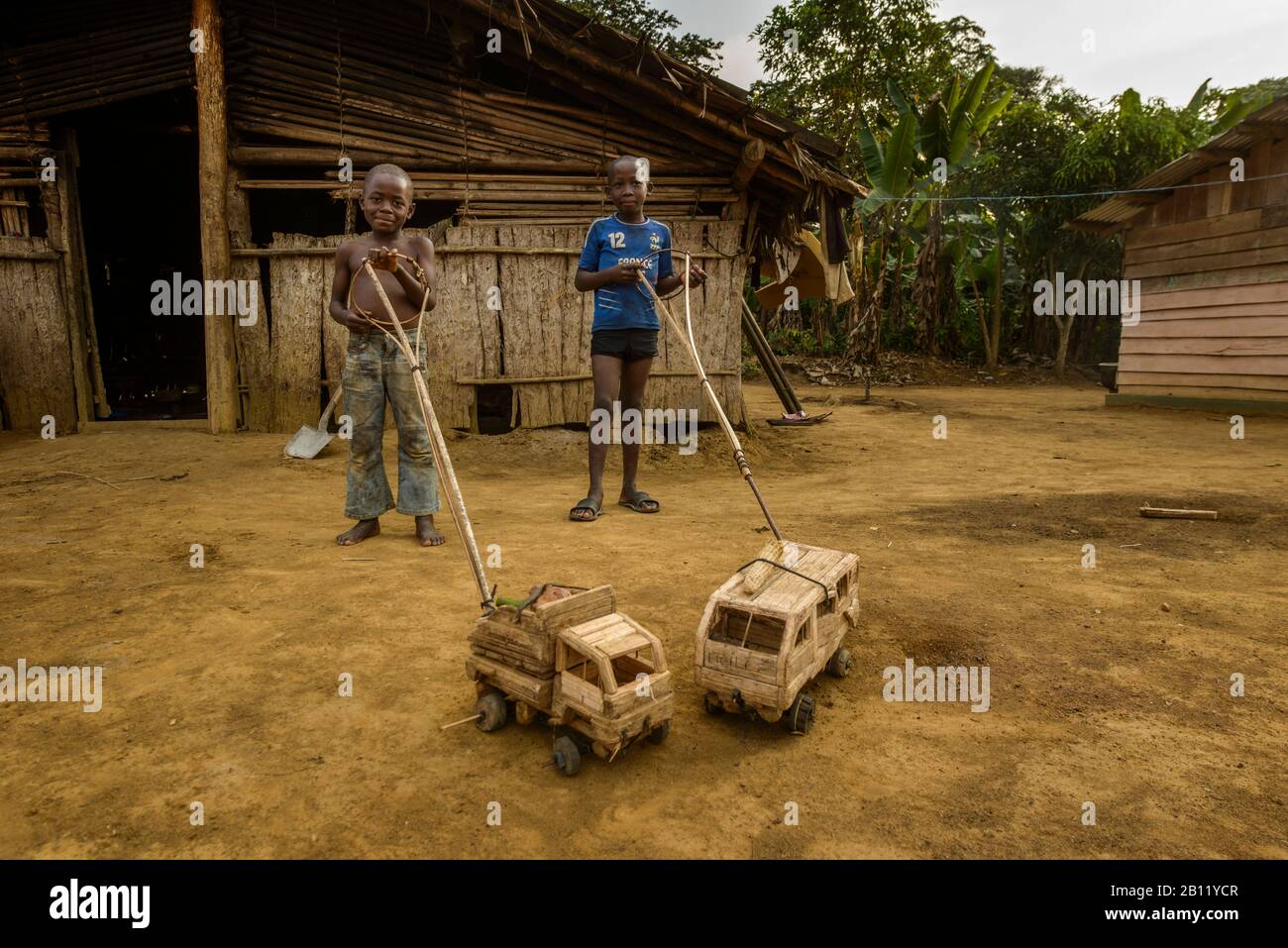 Toys made in Africa, equatorial rainforest, Gabon, Central Africa Stock Photo