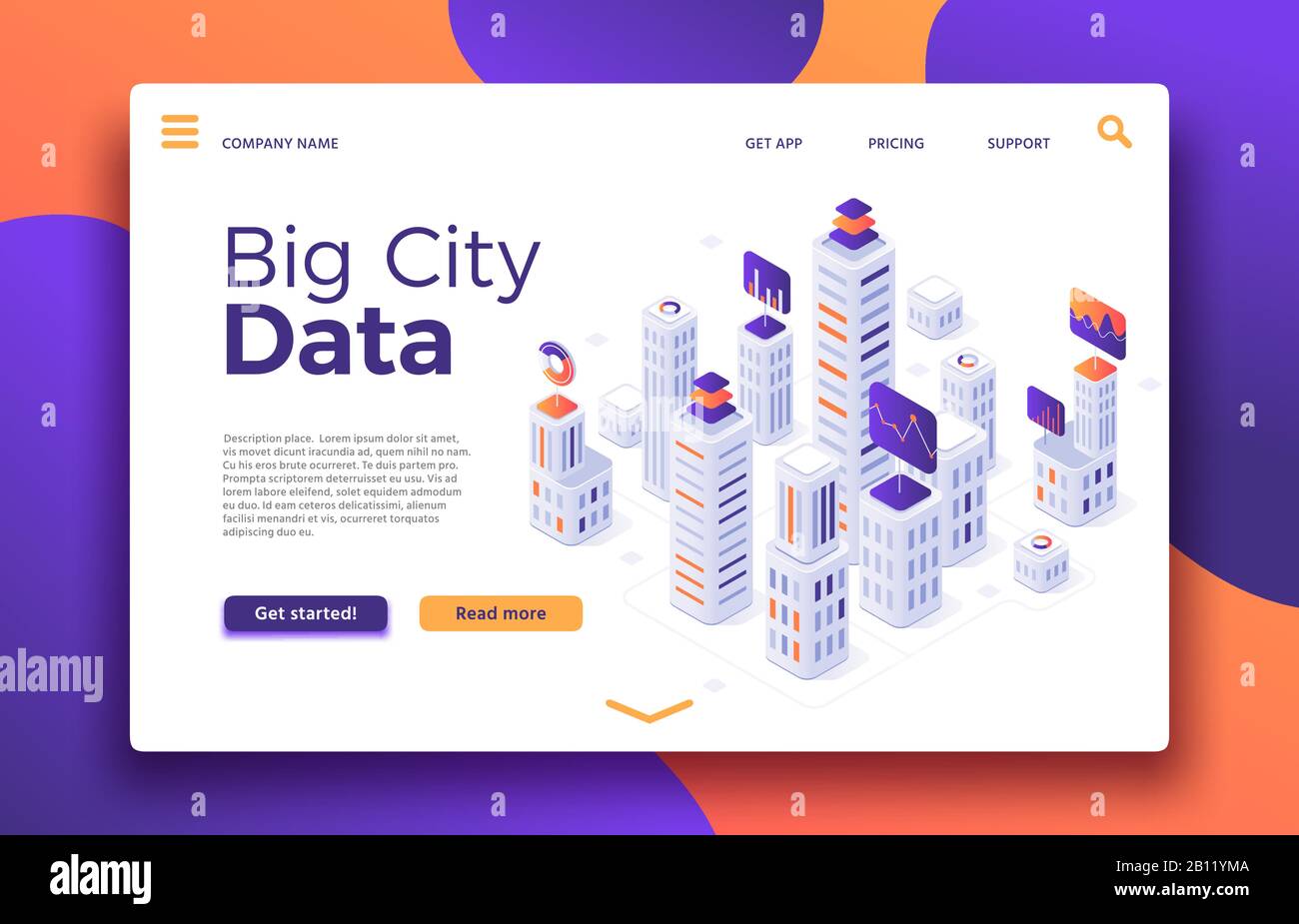 Smart City landing. Business office building rating, real estate agency