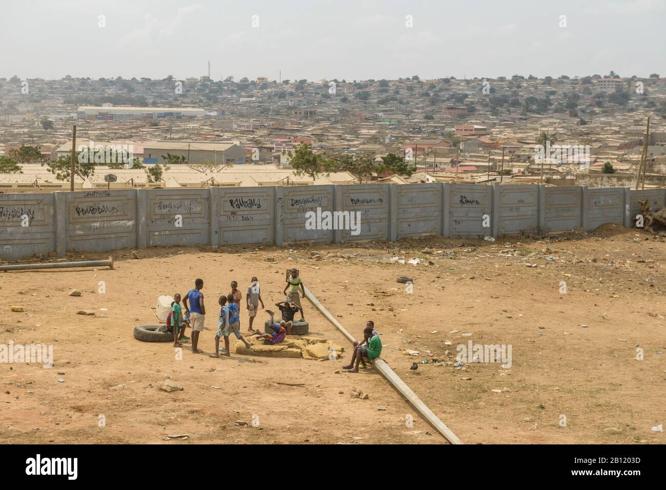 Living in Bairro Rangel, a museq, slum of Luanda, Angola, Africa Stock Photo