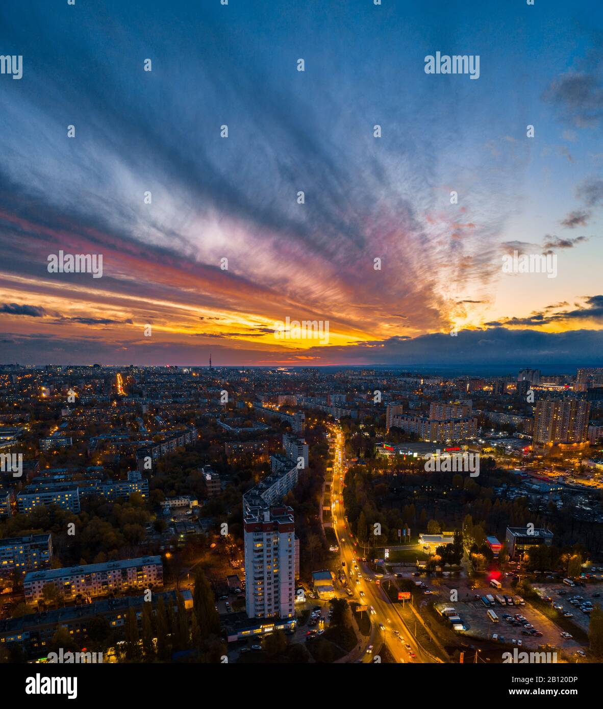 Road night aerial Stock Photo - Alamy