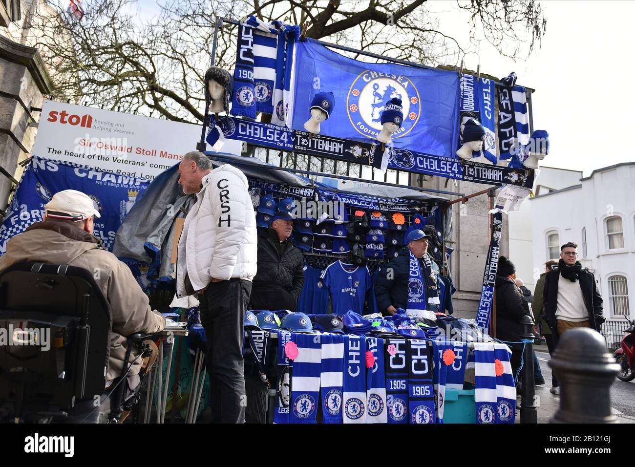 London, UK. 22nd Feb, 2020. Merchandise shop during the Premier League match between Chelsea and Tottenham Hotspur at Stamford Bridge, London on Saturday 22nd February 2020. (Credit: Ivan Yordanov | MI News)Photograph may only be used for newspaper and/or magazine editorial purposes, license required for commercial use Credit: MI News & Sport /Alamy Live News Stock Photo
