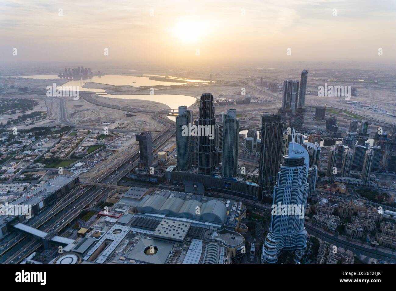 Morning view of Dubai from the Burj Khalifa Stock Photo