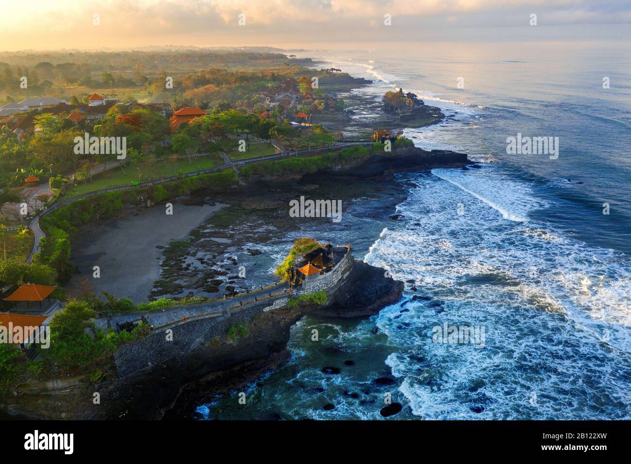 Aerial view of Tanah lot temple in Bali, Indonesia. Stock Photo