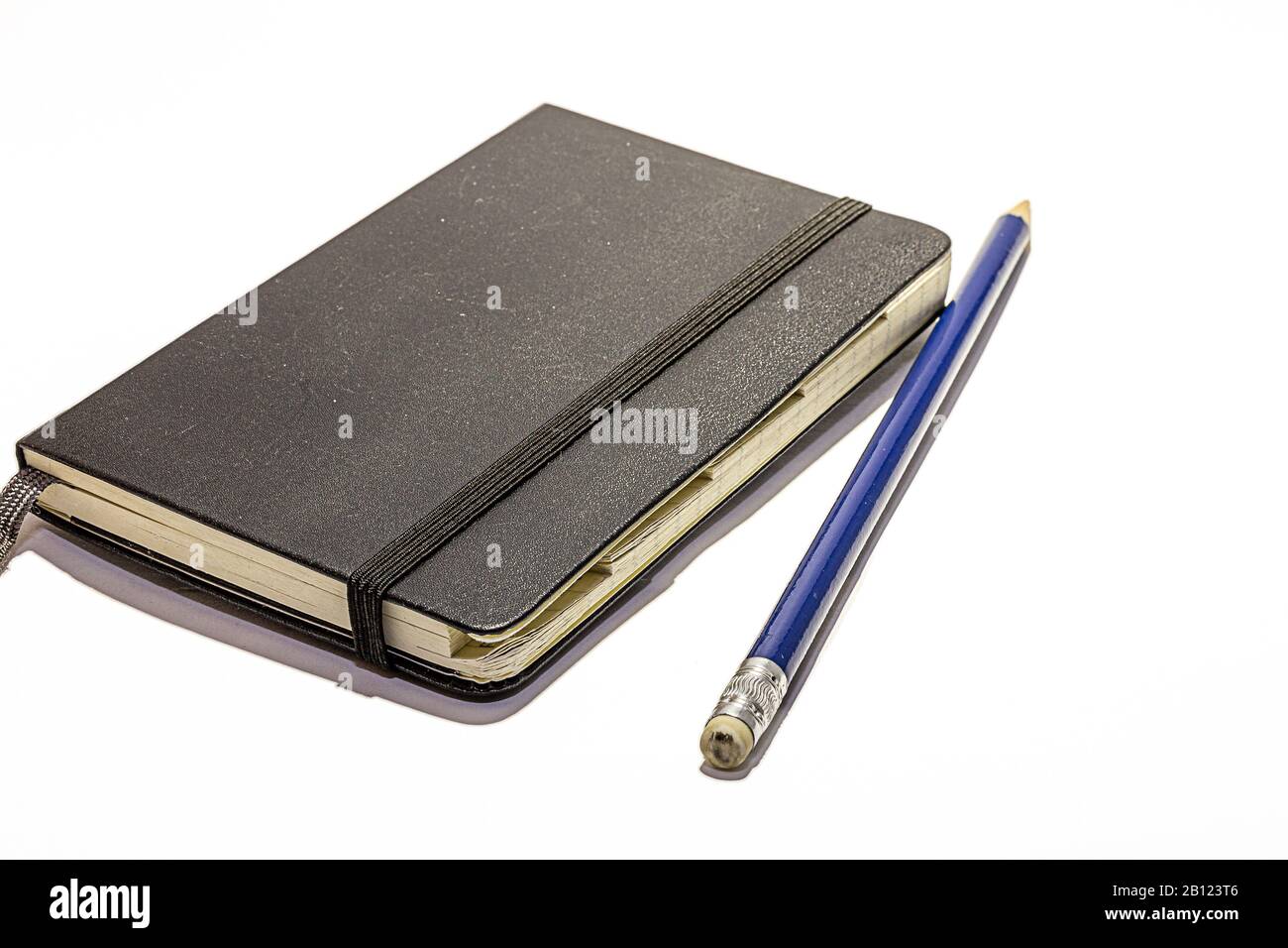 Block Notes and pencil isolated on white Stock Photo