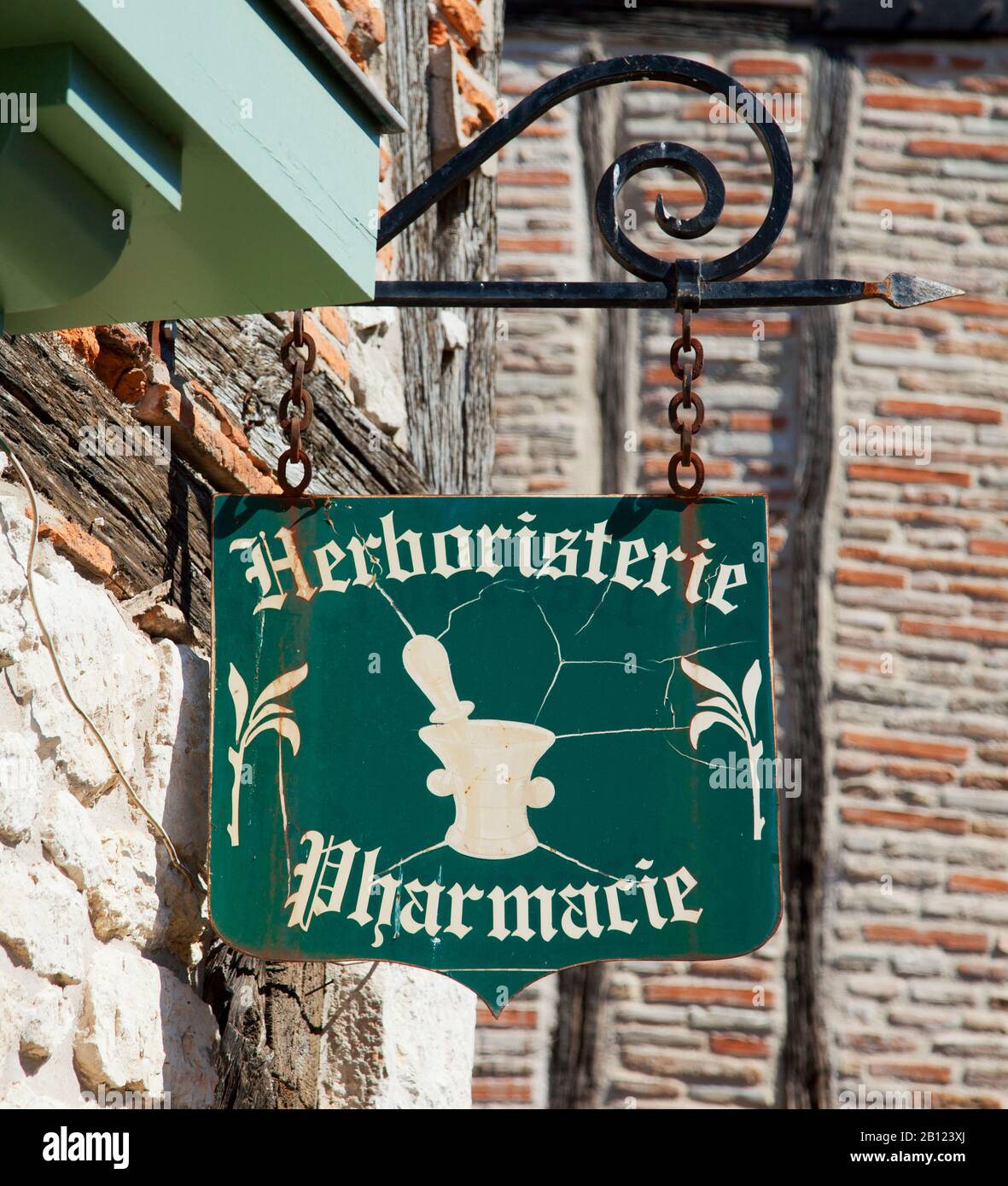Pharmacie sign, Castelnau de Montmiral, Tarn, Midi Pyrenees region, France, Europe Stock Photo