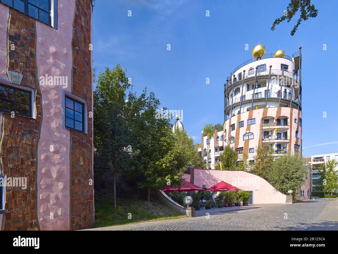 The green citadel of Friedensreich Hundertwasser in Magdeburg, Saxony-Anhalt, Germany Stock Photo