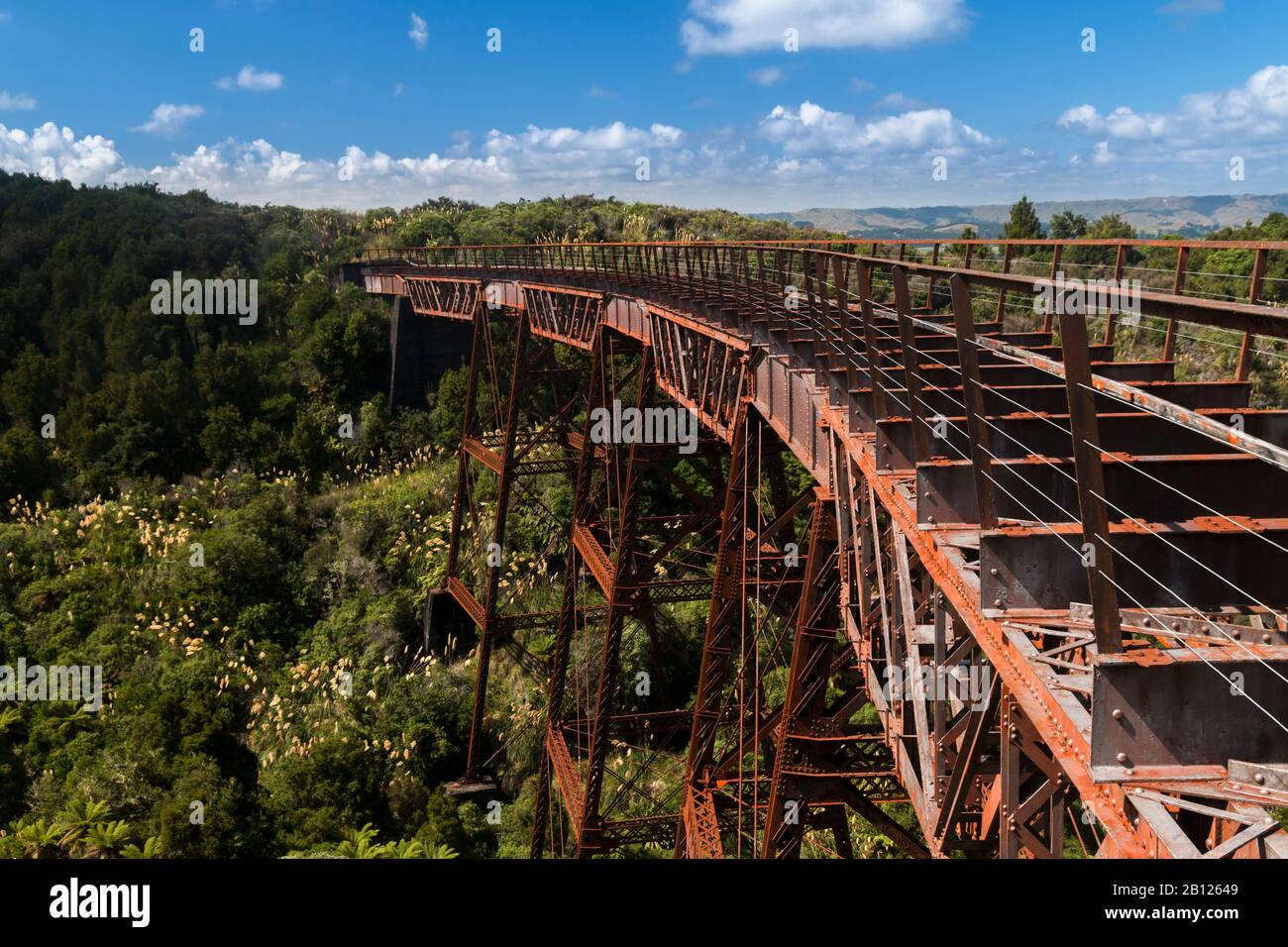 Old railroad bridge at Ohakune Old Coach Road, North Island, New Zealand Stock Photo