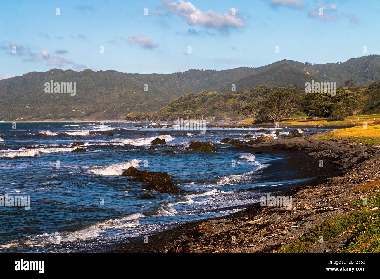 Typical coastline between Whakatane and the East Cape, North Island, New Zealand Stock Photo