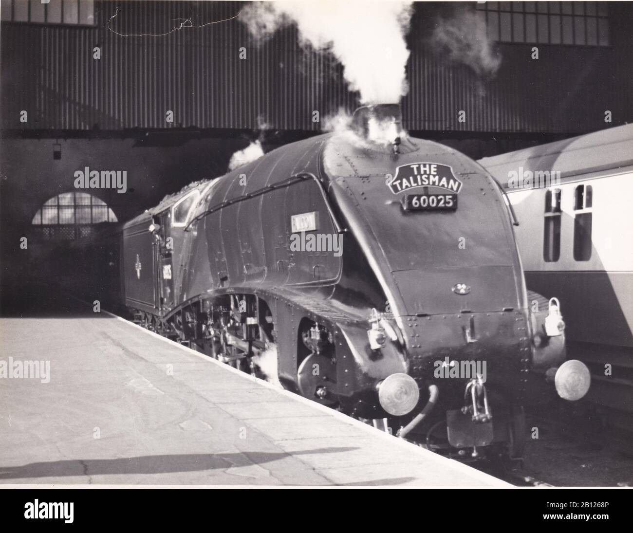 Vintage black and white photo of steam locomotive train - The Talisman 60025 Stock Photo