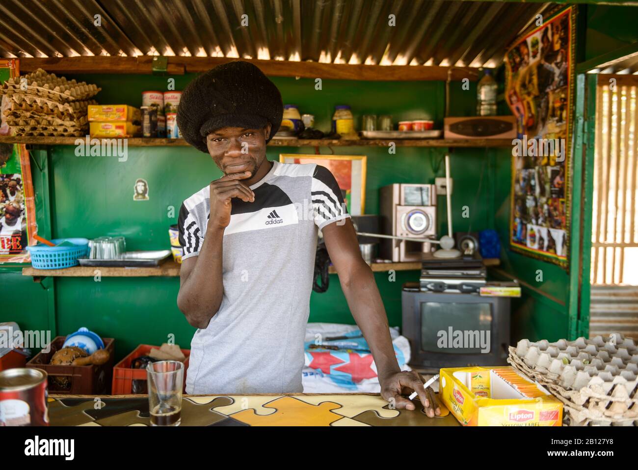 Street coffee shop, Burkina Faso Stock Photo