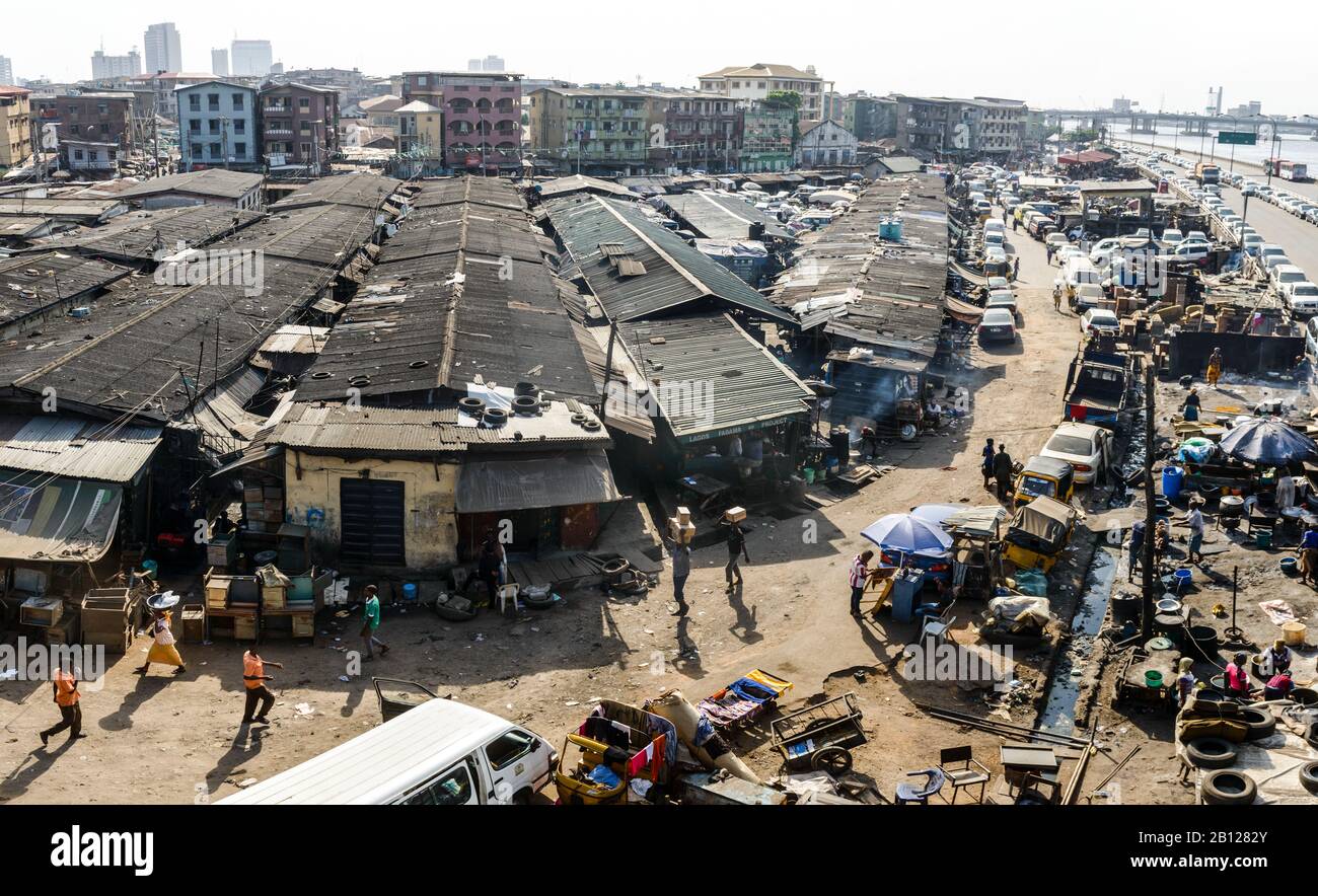 The floating slums of Lagos, Nigeria Stock Photo