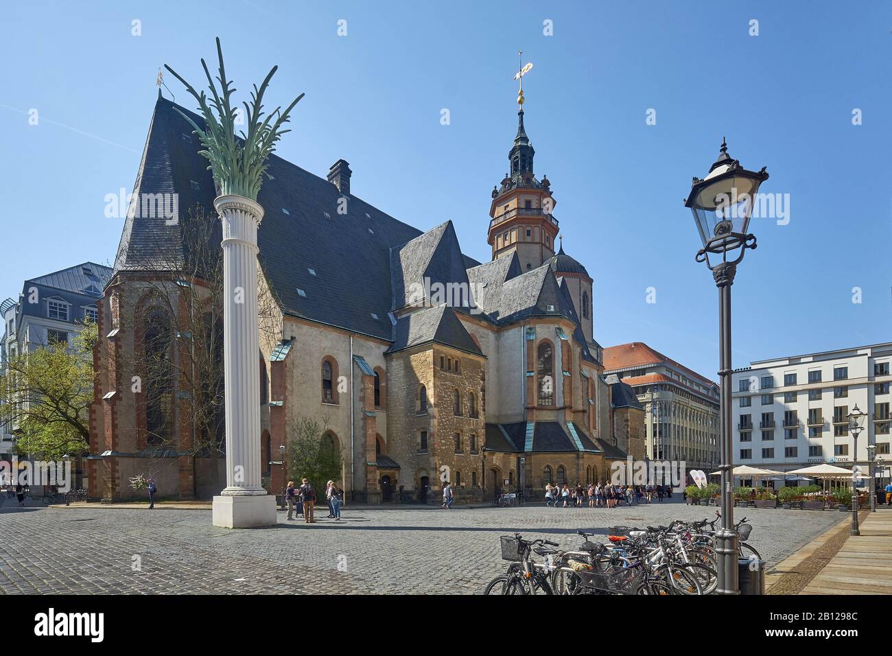 Nikolaikirche with Nikolai Column in Leipzig, Saxony, Germany Stock Photo